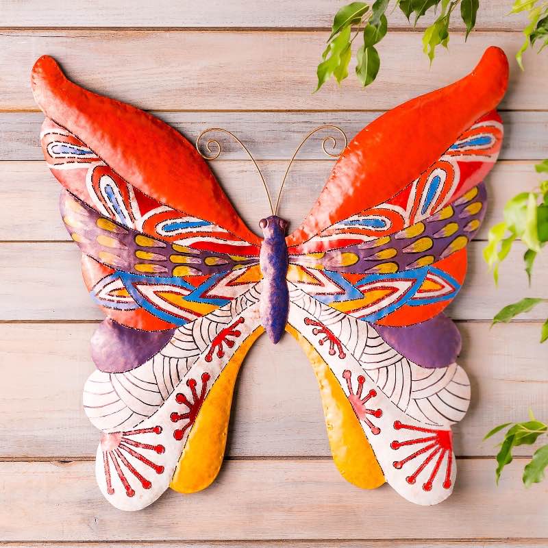 Handcrafted Colorful Metal Butterfly Wall Art