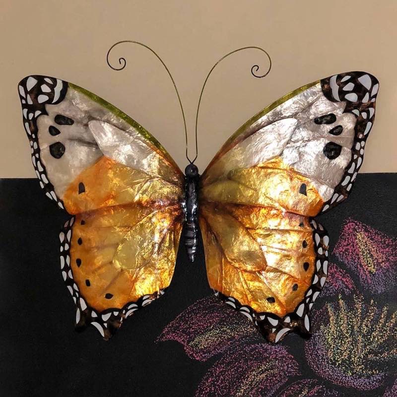 Metal and Capiz Monarch Butterfly Wall Art