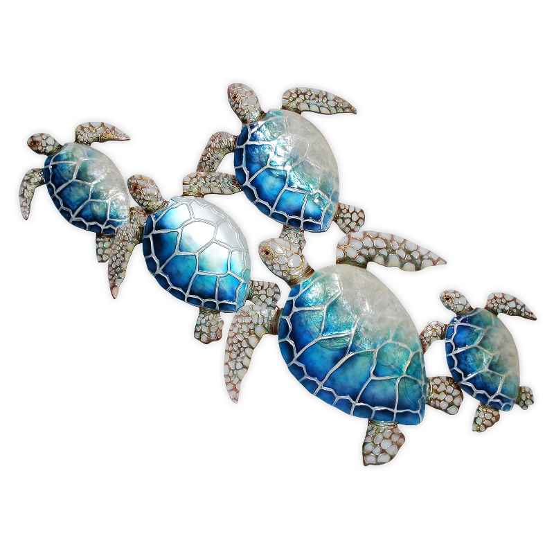 Metal and Capiz Sea Turtles Wall Art