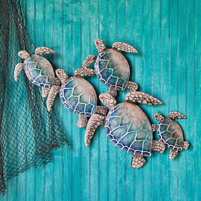 Metal and Capiz Sea Turtles Wall Art