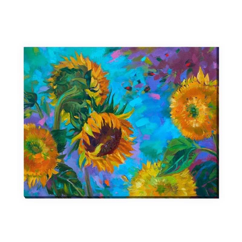 Sunflower on Blue Outdoor Canvas Wall Art