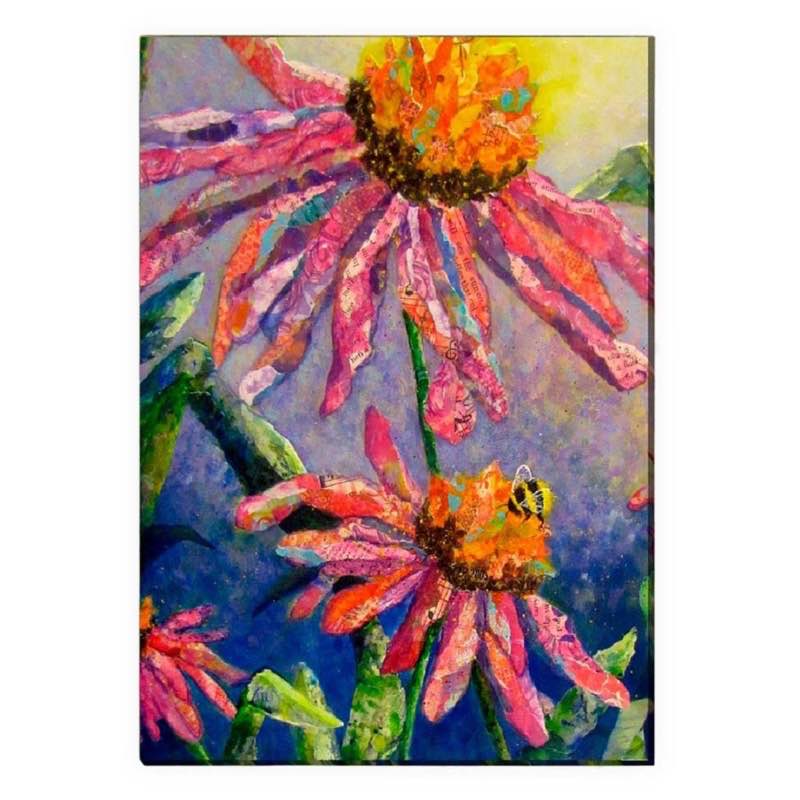 Busy Bee and Flowers Outdoor Canvas Wall Art