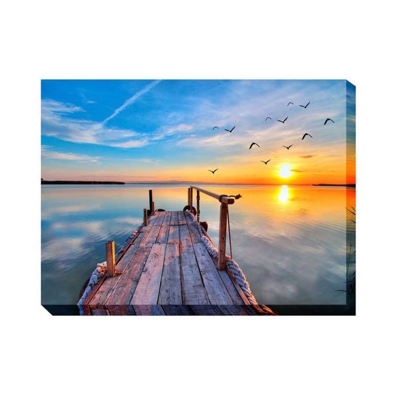 Fishing Dock Outdoor Photographic Canvas Wall Art