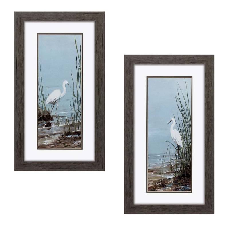 Framed Egret Wall Art, Set of 2