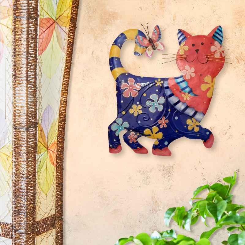 Handcrafted Metal and Capiz Cat Wall Art