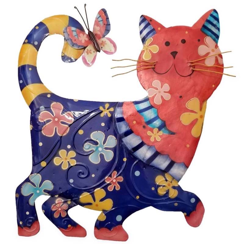 Handcrafted Metal and Capiz Cat Wall Art