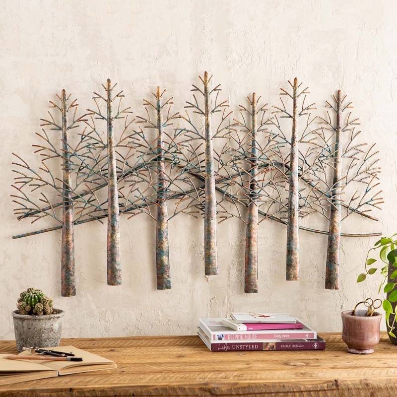 Trees and Mountains Handmade Metal Indoor or Outdoor Wall Art