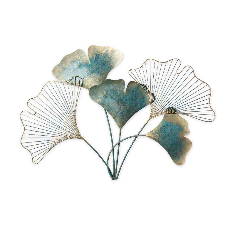 Handcrafted Indoor/Outdoor Metal Ginkgo Leaf Wall Art