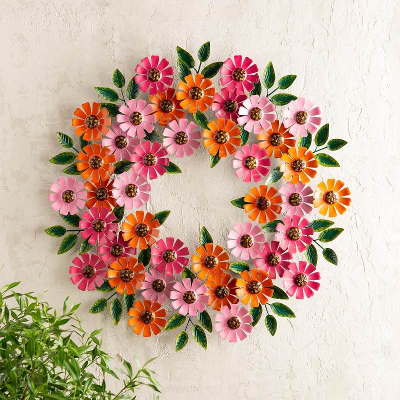 Metal Zinnia Wreath