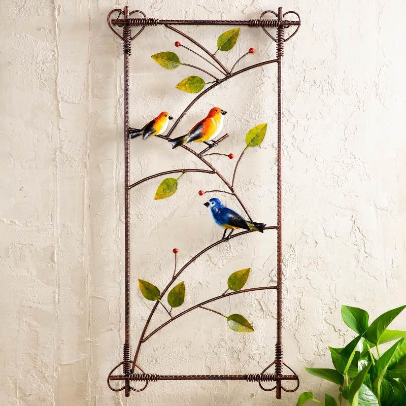 Handcrafted Three Birds Indoor/Outdoor Metal Wall Art