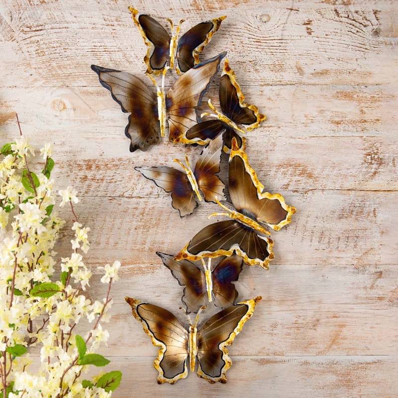 Handcrafted Flame-Treated Metal Butterfly Wall Art