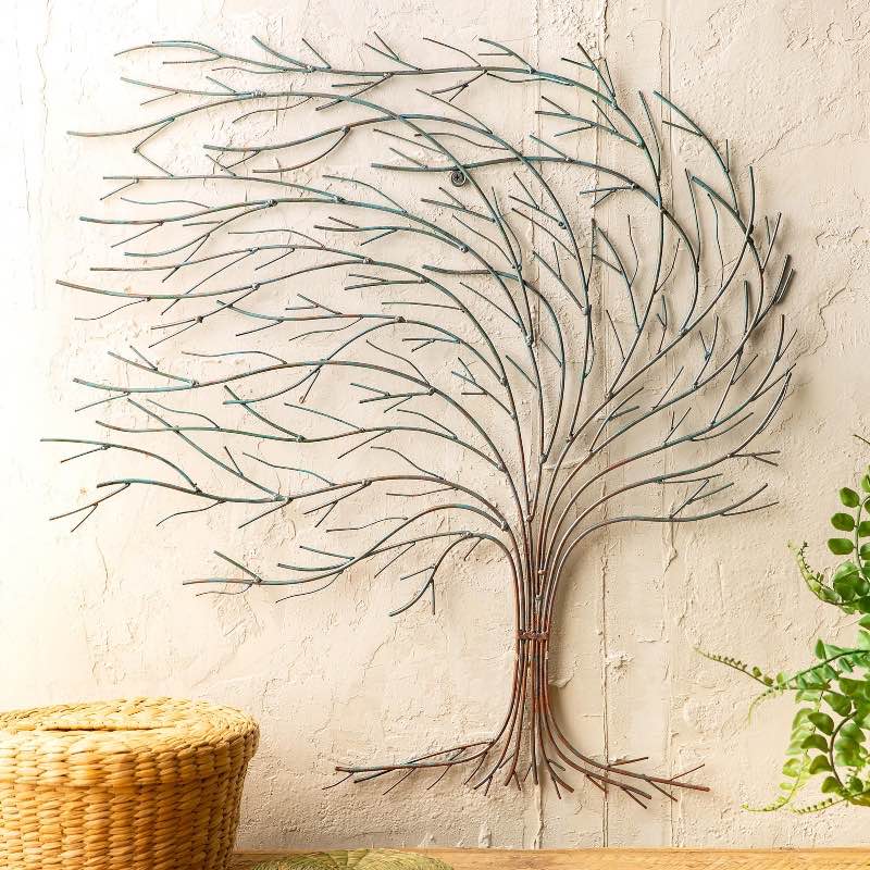 Hand-cut and Painted Windswept Tree Wall Art