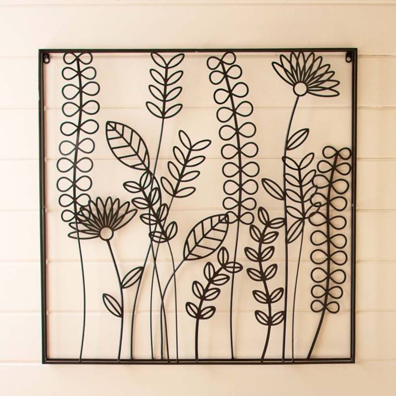 Metal Wire Flowers and Ferns Wall Art