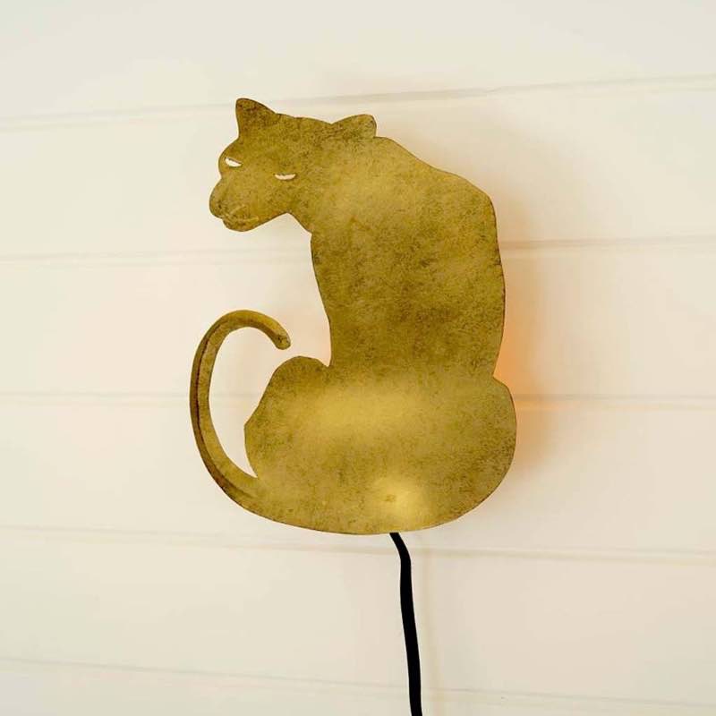 Antique Brass Big Cat Wall Lamp