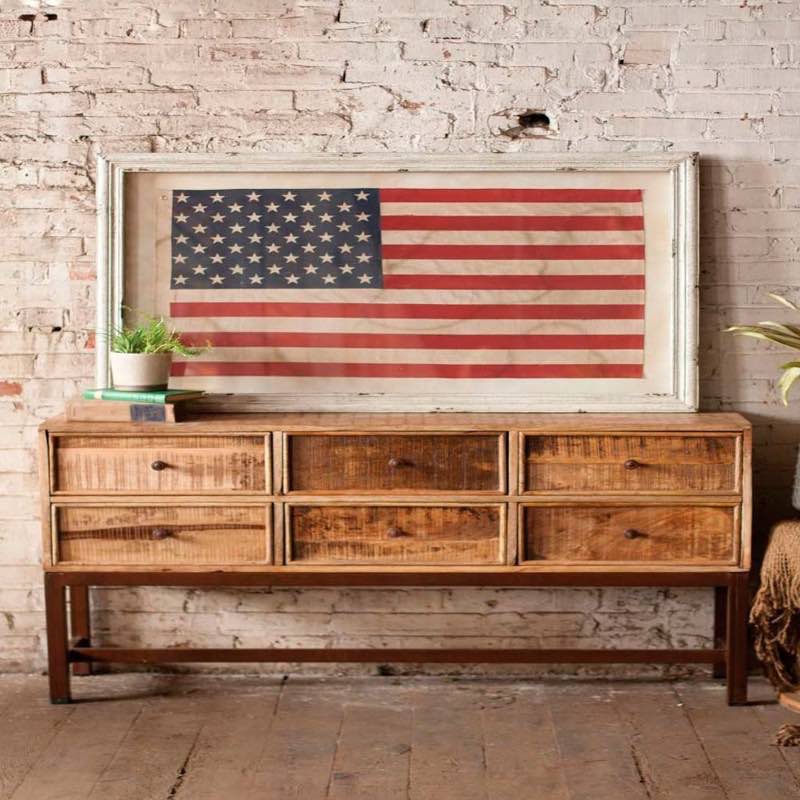 Vintage-Inspired Framed American Flag