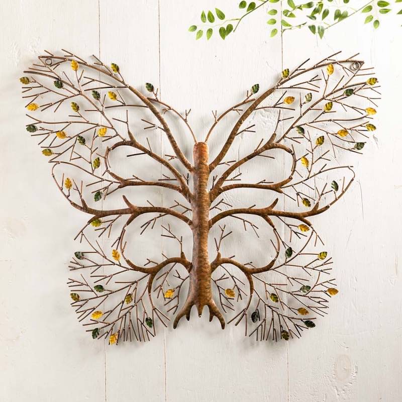 Butterfly with Branches Metal Wall Art