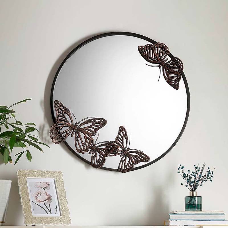 Handcrafted Metal-Framed Butterfly Wall MirrorHandcrafted Metal-Framed Butterfly Wall MirrorHandcra