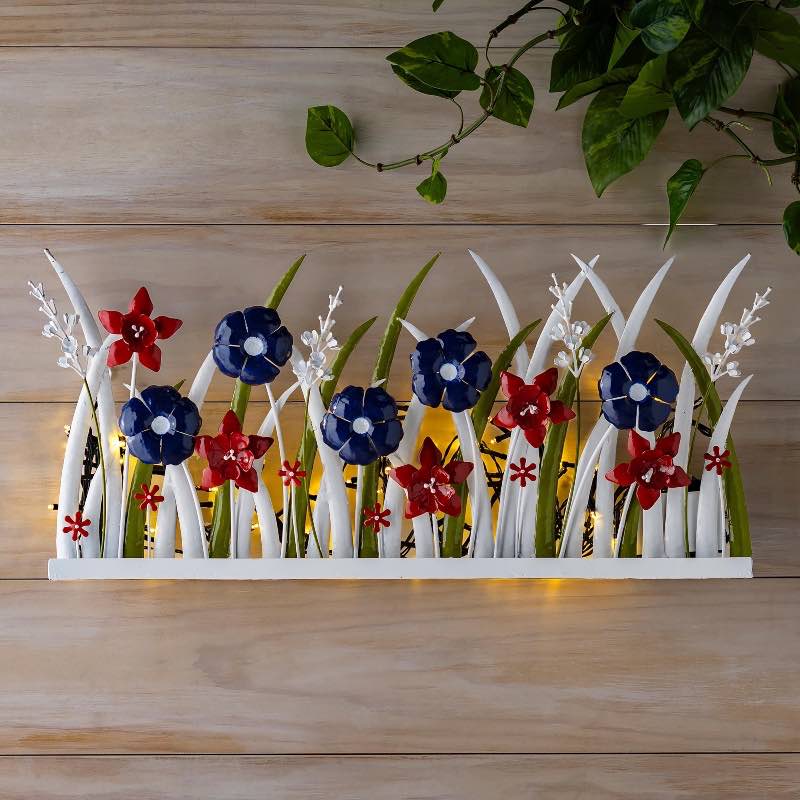 Lighted Patriotic-Theme Floral Wall Art