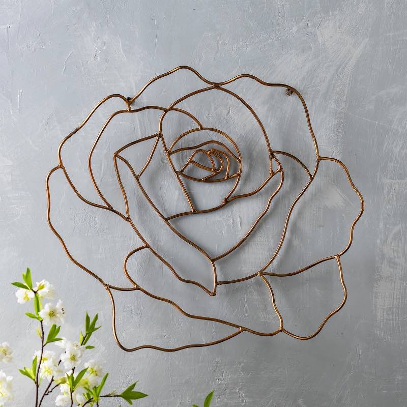 Handcrafted Copper-Gold Dimensional Rose Wall Art