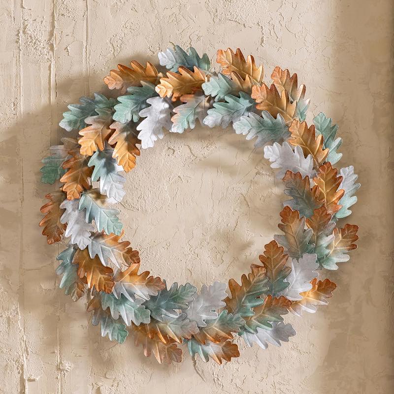 Metal Oak Leaves Indoor/Outdoor Wreath