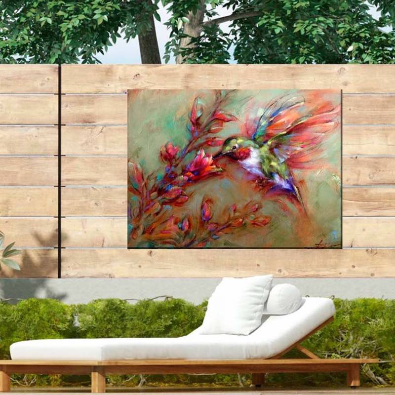 Indoor/Outdoor Ruby-Throated Hummingbird Wall Art