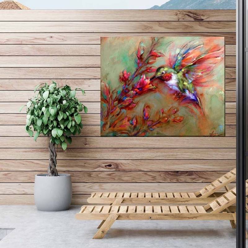 Indoor/Outdoor Ruby-Throated Hummingbird Wall Art