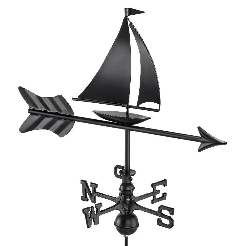 Handcrafted Black Sailboat Weathervane