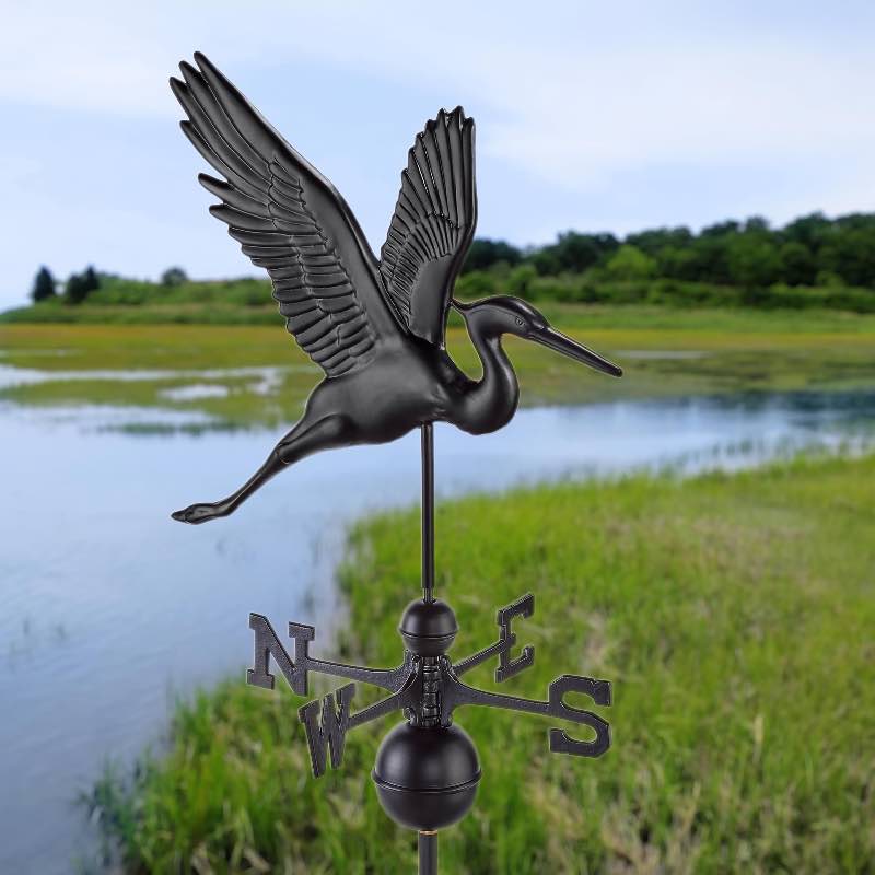 Handcrafted Black Heron Weathervane