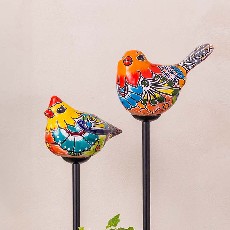 Talavera Bird Garden Stake (yellow)