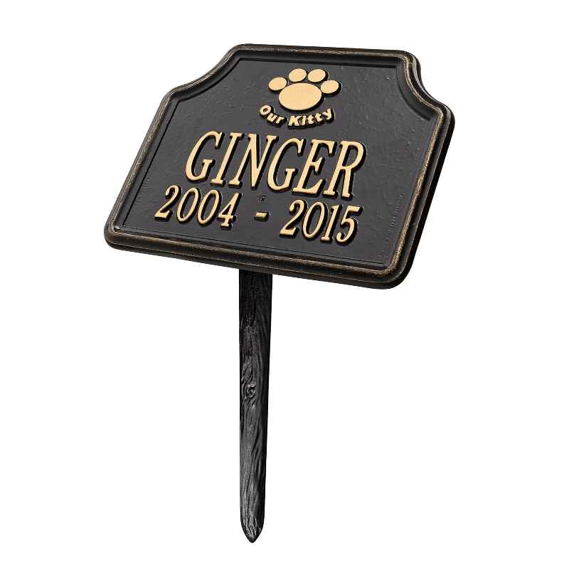 Our Kitty Customizable Metal Cat Memorial Marker Stake - Black