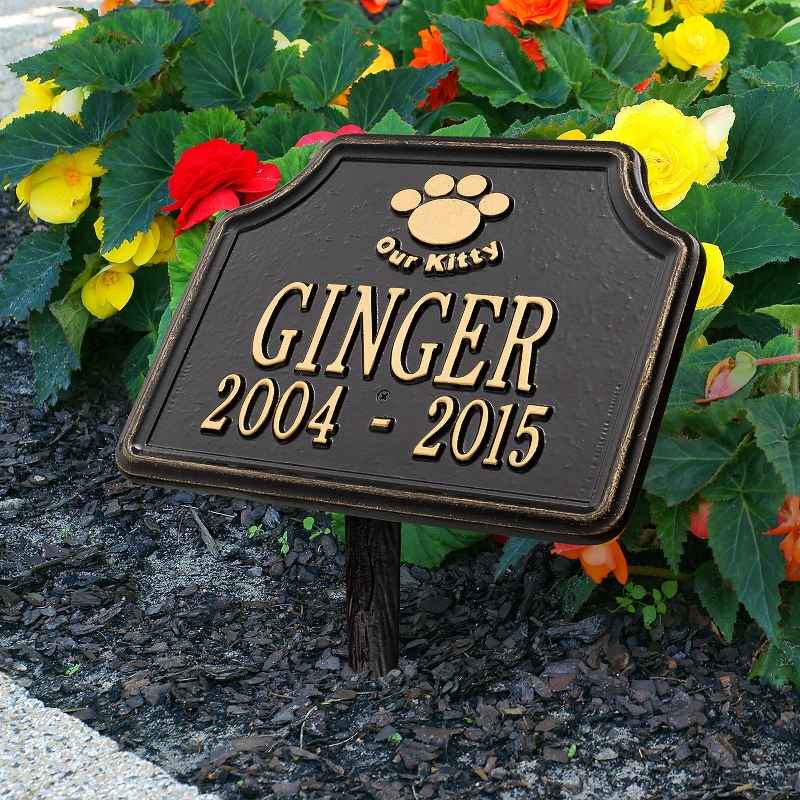 Our Kitty Customizable Metal Cat Memorial Marker Stake - Black