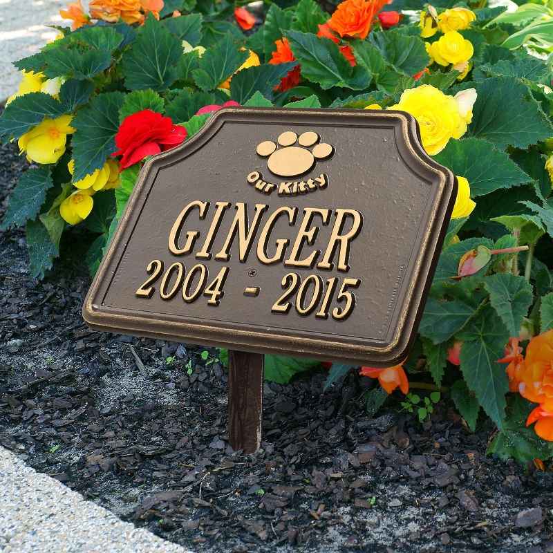 Our Kitty Customizable Metal Cat Memorial Marker Stake - Bronze