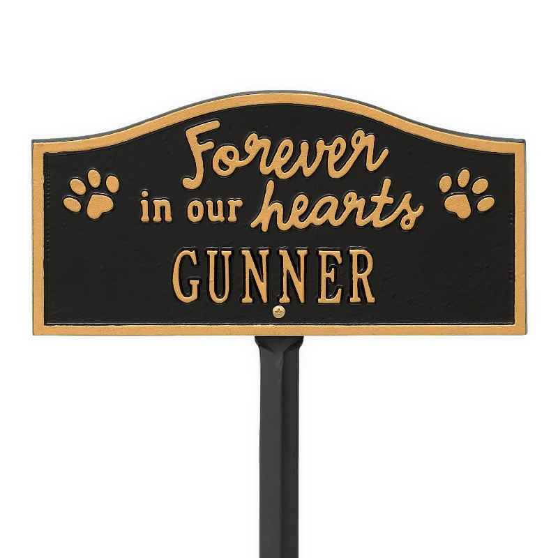 Forever In Our Hearts Customizable Metal Pet Memorial Marker Stake - Black