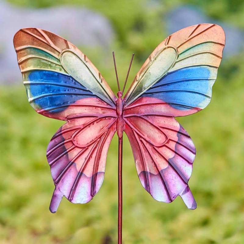 Colorful Handcrafted Metal Butterfly Garden Stake