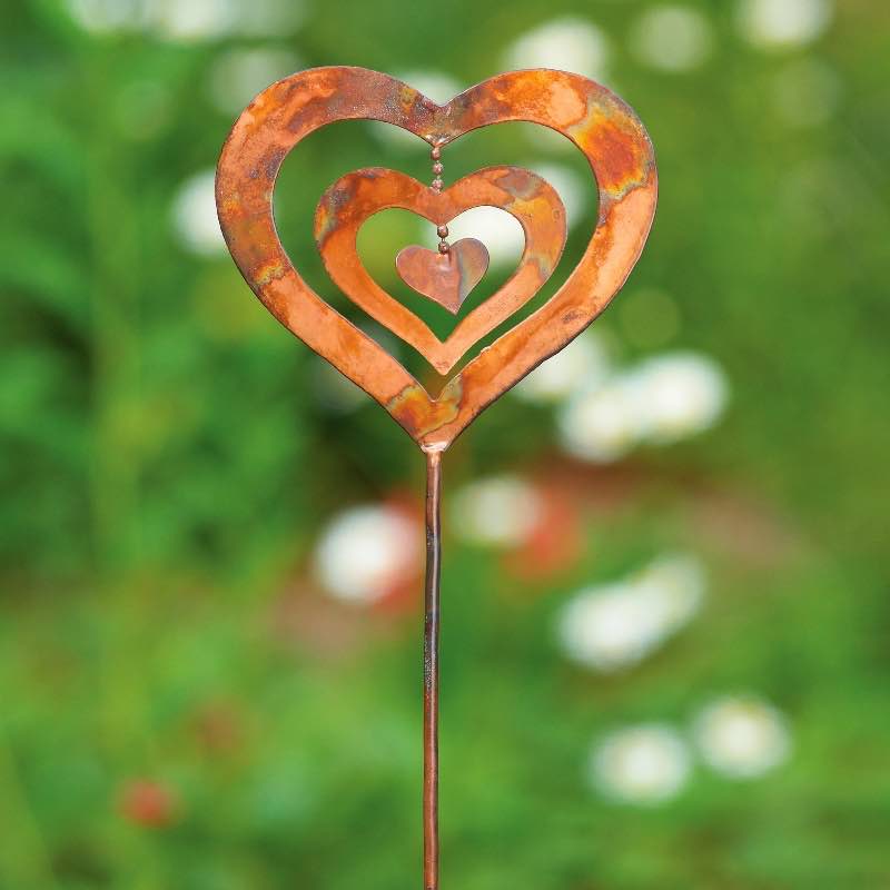 Spinning Heart Garden Stake