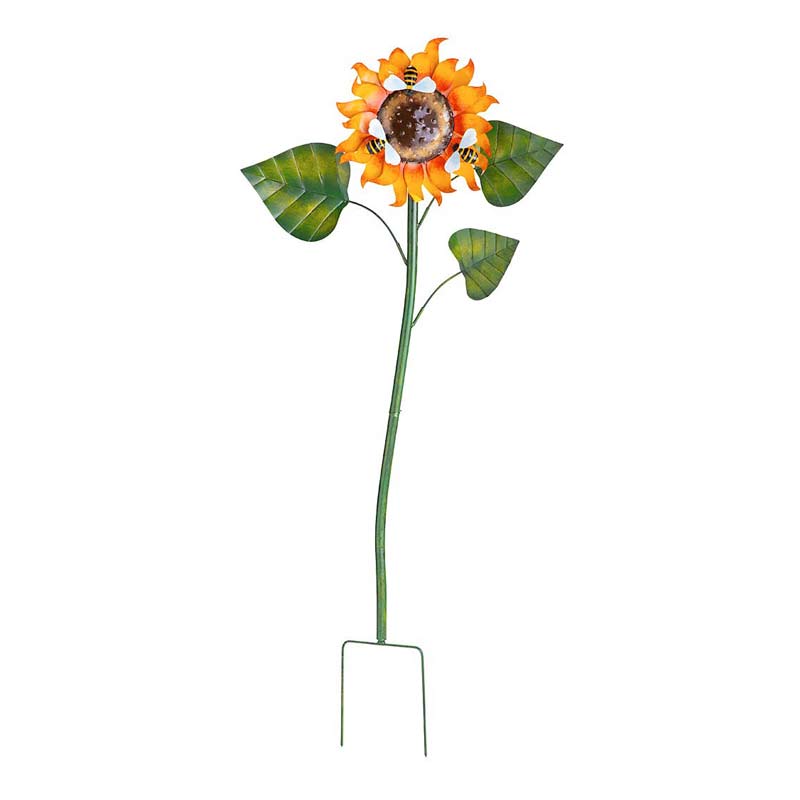 Metal Sunflower with Bees Garden Stake