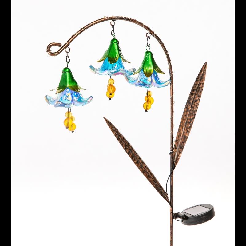 Solar-Powered Hanging Flower Garden Stakes - Blue