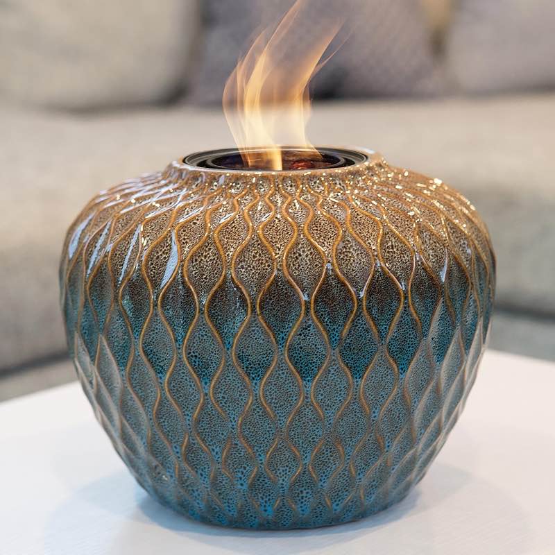 Handcrafted Blue Diamond Earthenware Fire Bowl