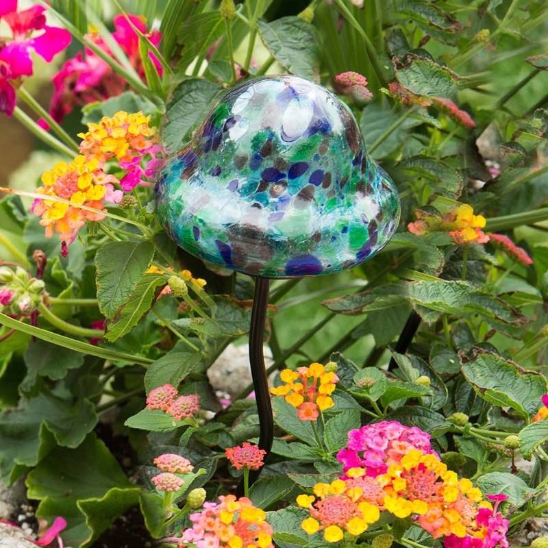 Solar-Powered Blue Mushroom Garden Stake