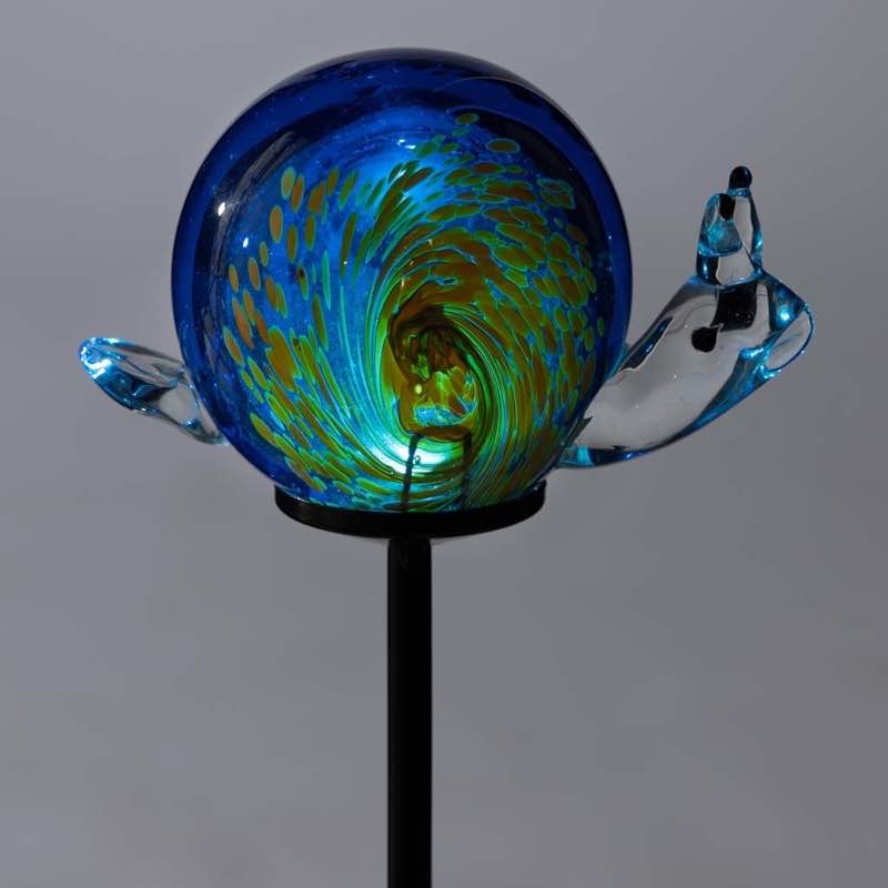 Solar-Lighted Glass Turtle or Snail Garden Stake - Snail