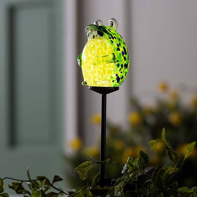 Glass Frog Solar-Powered Garden Stake