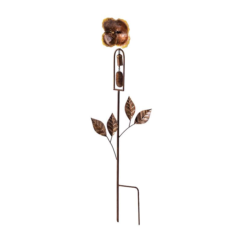 Metal Flower Stake with Bell Chime - Lily