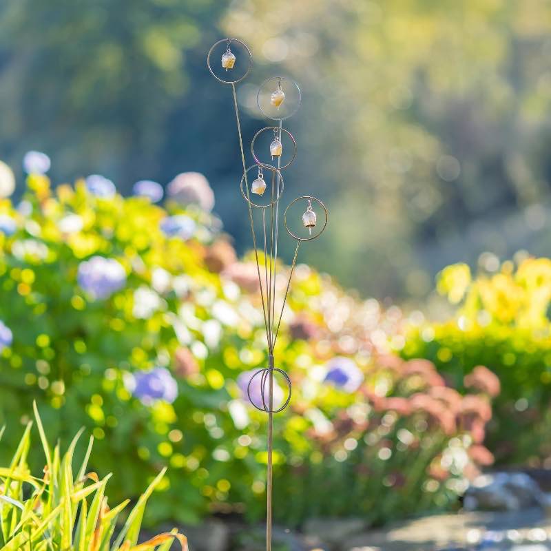 Bell Chime Garden Stake with Copper Look