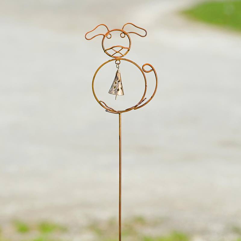 Copper Dog with Bell Garden Stake