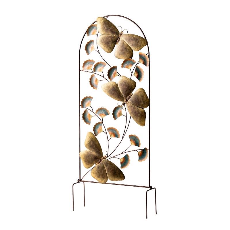 Metal Butterflies and Ginkgo Garden Trellis