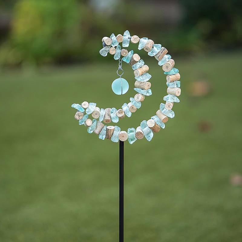 Glass and Metal Crescent Moon Garden Stake