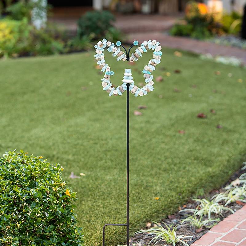 Glass and Metal Butterfly Garden Stake