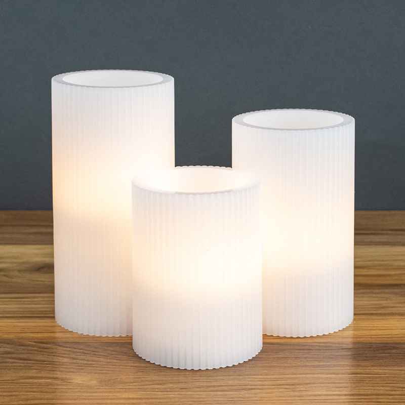 Set of 3 Ridged LED Candles