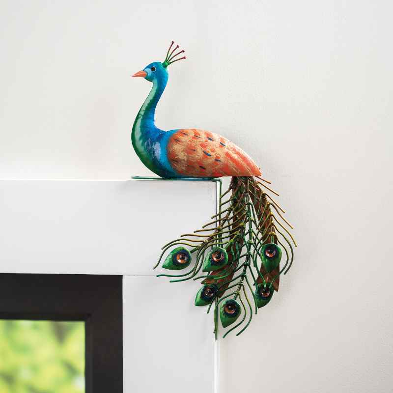 Recycled Metal Peacock Door Corner