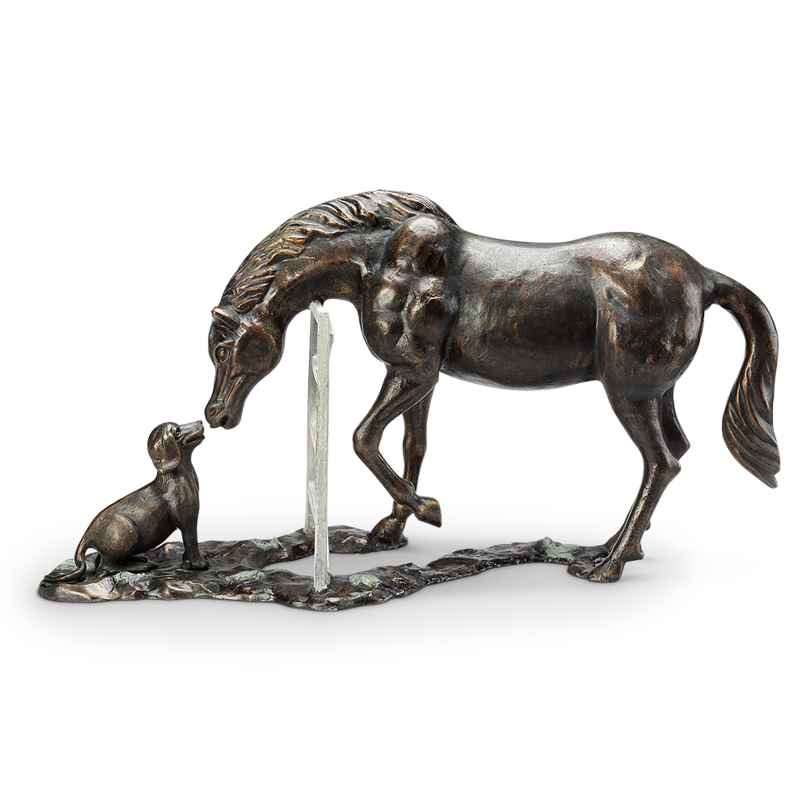 Aluminum Barnyard Pals Horse and Dog Sculpture